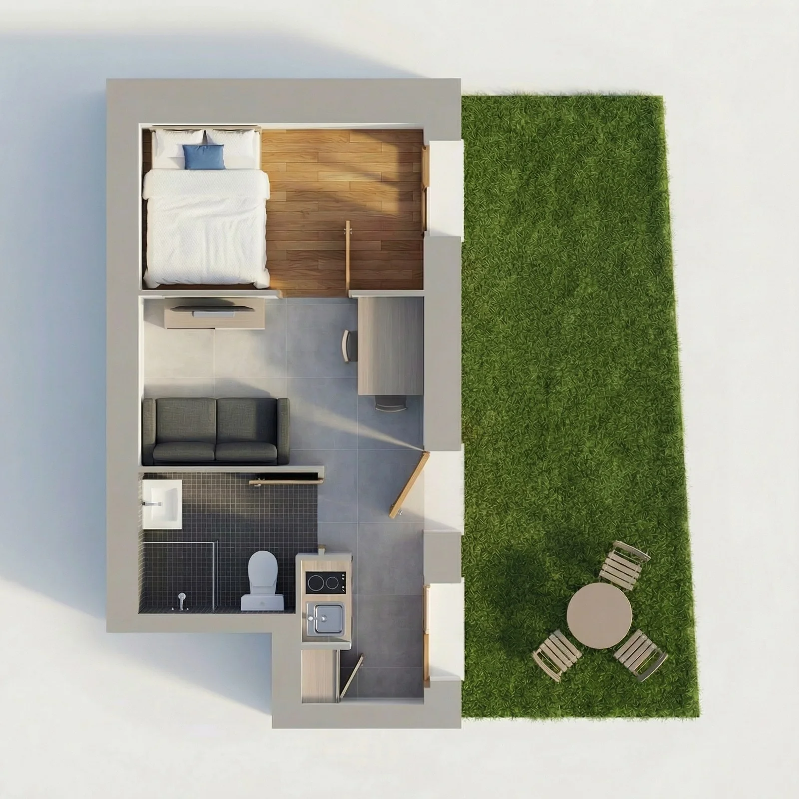 Plan 3D du studio Holzeo Saint-Cergues