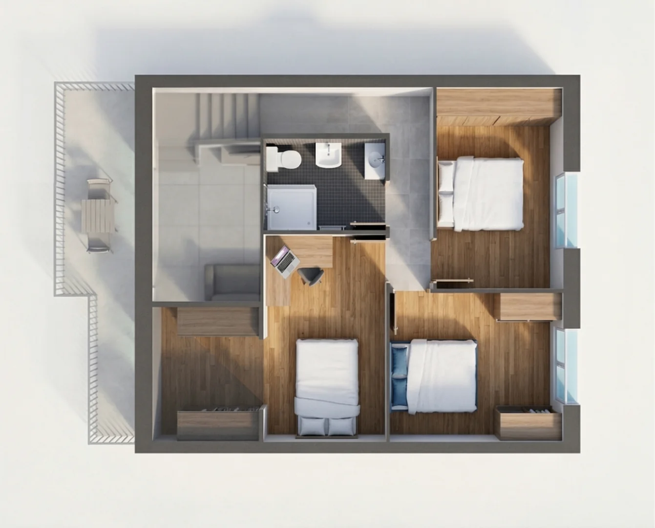 Plan 3D du 5 pièces Holzeo Saint-Cergues